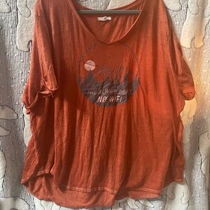 Maurices orange “ take me where there’s no WIFI” tee size 4